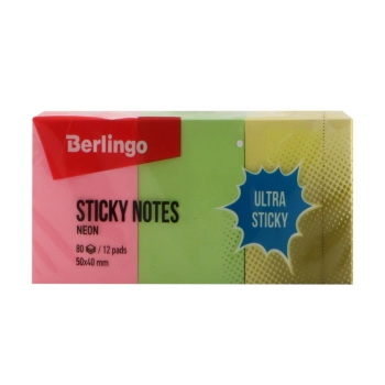 Թուղթ նշումի Berlingo Ultra Sticky ինքնակպչուն 3 երանգ 5x4 սմ 960 թերթ 
