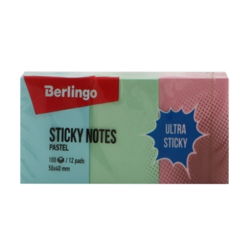 Թուղթ նշումի Berlingo Ultra Sticky ինքնակպչուն 3 երանգ 5x4 սմ 1200 թերթ 