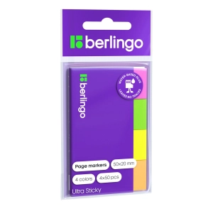 Էջանիշ Berlingo Ultra Sticky 4 գույն 50*20մմ 200թ․ ||Флажки-закладки Berlingo 