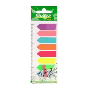 Էջանիշ Fantastick 4,5x1,2 սմ 8 գույն 25 թերթ 42336 ||Клейкие закладки Fantastick 8 неоновых цветов с линейкой 42336 ||Fantastic bookmark flags, 4.5 x 1.2/25 l, 8 neon colors, with ruler 42336