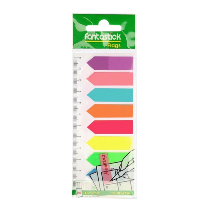 Էջանիշ Fantastick 4,5x1,2 սմ 8 գույն 25 թերթ 42336 ||Клейкие закладки Fantastick 8 неоновых цветов с линейкой 42336 ||Fantastic bookmark flags, 4.5 x 1.2/25 l, 8 neon colors, with ruler 42336